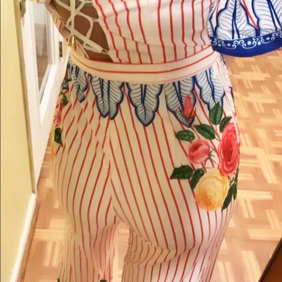 ⛔️SOLD⛔️STRIPES & RUFFLES OFF SHOULDER JUMPSUIT - Picture 7 of 7